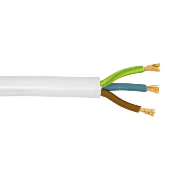 2.5mm 3 Core Flex Cable, White