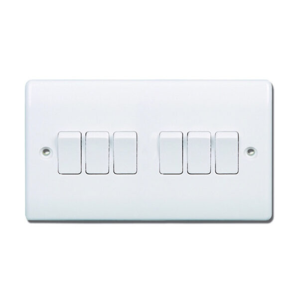 Carl & Gilbert 6 Gang 2 Way Switch, Flatplate