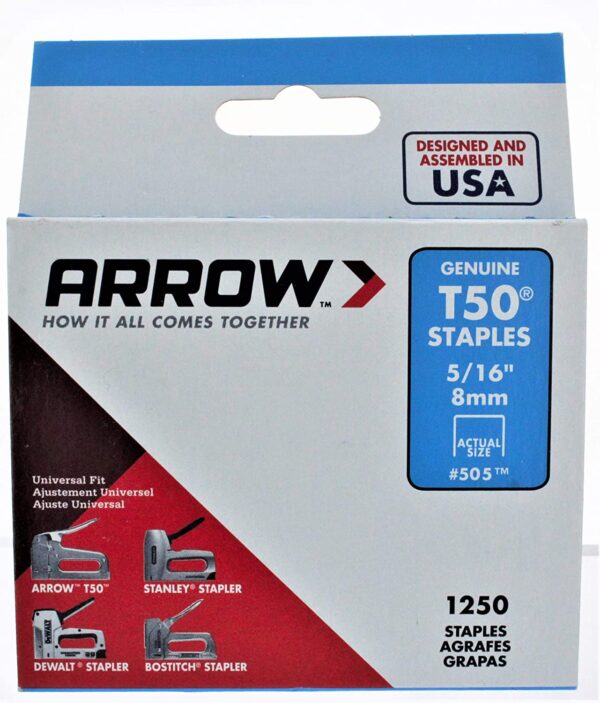 Arrow 505 5/16in. T50 Heavy Duty Staples, 1250 Staples