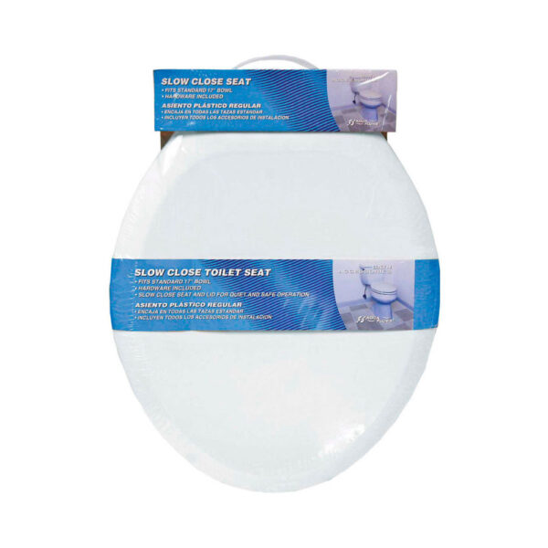 AquaPlumb Round Plastic Slow Close Toilet Seat with Cover, White