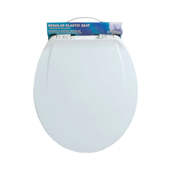AquaPlumb Economy Round Plastic Toilet Seat with Cover, White
