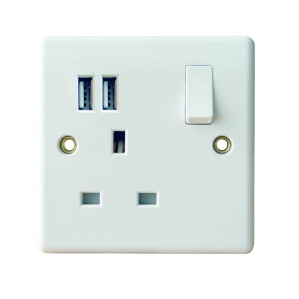 Cronex 7048/R Single Switch Socket with USB