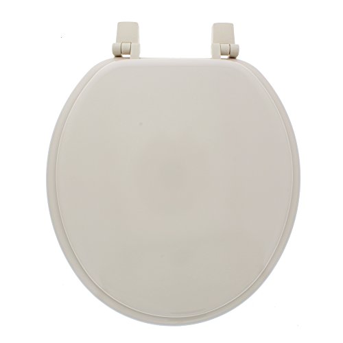Aqua Plumb Round Color Matched Hinge Wood Toilet Seat, Bone