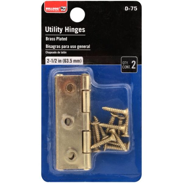 2-1/2" Narrow Butt Hinge, Brass Plated - Image 4