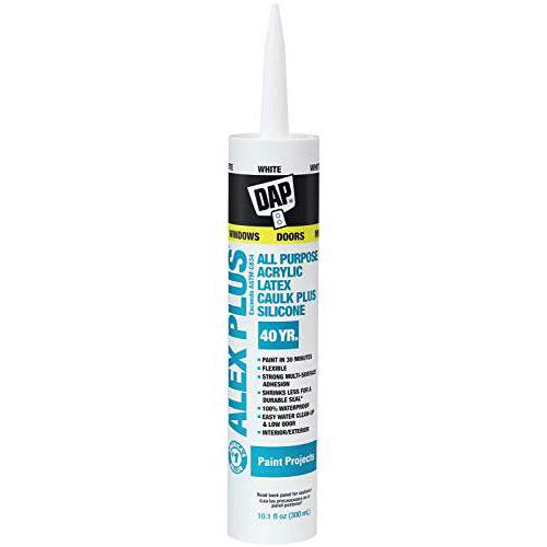 DAP Inc. 18152 10.1oz White Alex Plus Acrylic Latex Caulk with Silicone