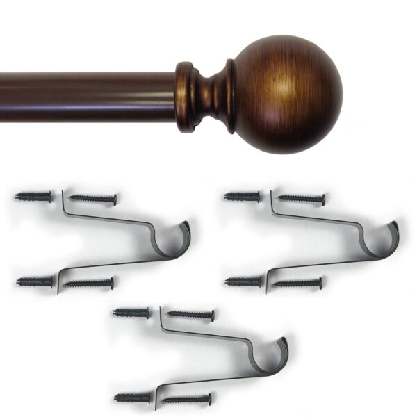 Mainstays 1" Ball Single Curtain Rod Set, 30 - 84", Bronze Finish - Image 4