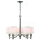 5-light Chandelier w/White Fabric Shades, Brushed Nickel