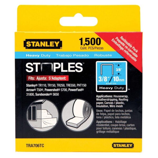Stanley 3/8" Heavy-Duty Narrow Crown Staples, 1500 count - Image 2