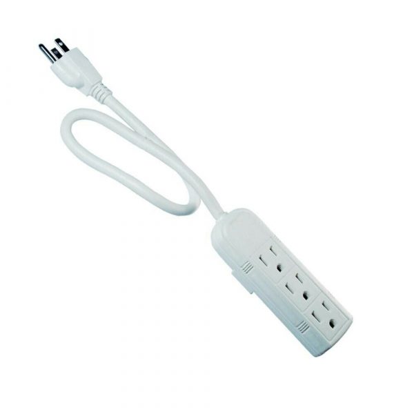 Intertek 1ft Cord Power Strip with 3 Outlets
