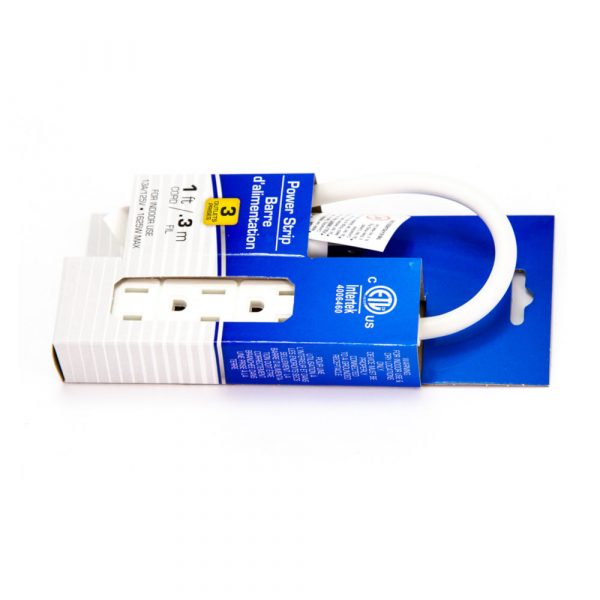 Intertek 1ft Cord Power Strip with 3 Outlets - Image 2